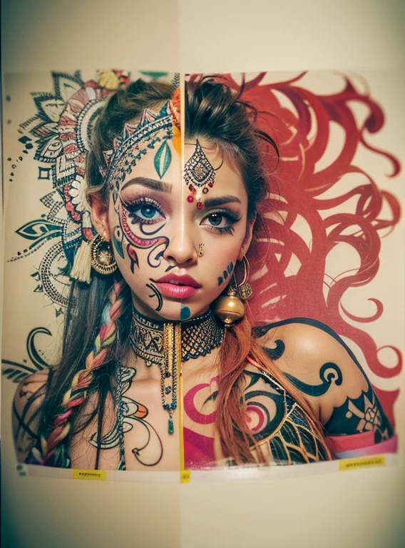VISAGE DE La Cubaine Sandra Malek, 35 ans en couleur TATOUAGE TRIBAL