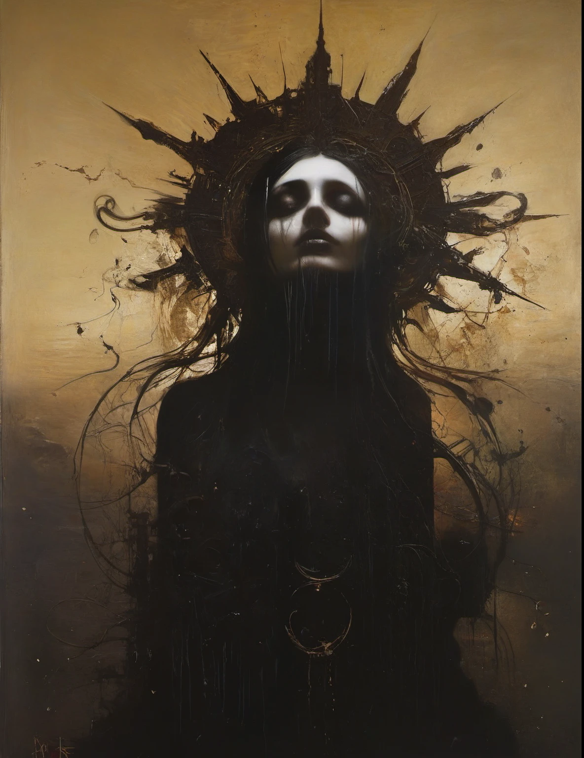 James Gurney, Surrealist art , dream-like, Mysterious, Provocative, symbolic, Complex, detailed,, (Gothic but very beautiful:1.4), (masterpiece, highest quality:1.4) , Nicola Samori Style, sun