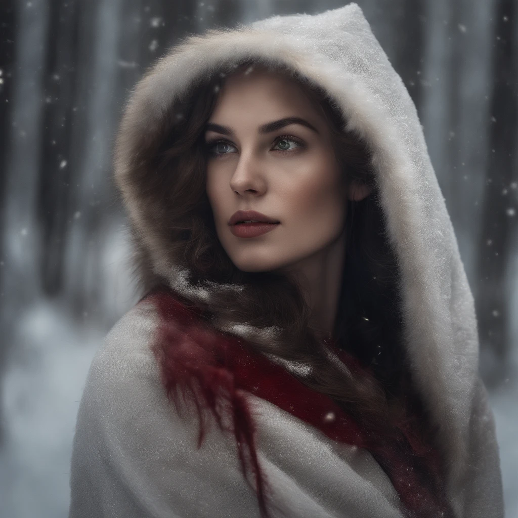 《Red Riding Hood with wolf in dark forest》Detailed digital painting, a photorealistic painting, artsy photography