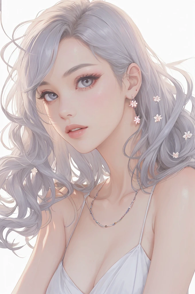 Best Creator，1 beautiful princess、Big round eyes、１By people、Realistic、lips、Tabletop、highest quality、Excellent anatomy、Skin Texture、Large Peony Background、Small breasts、Rich Princess Dress、Glitter、Gray Hair、Wavy Hair、Beautiful memories、Warm Light