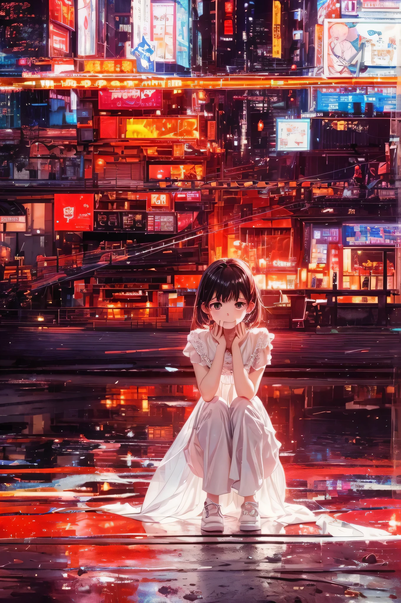 highest quality,Tabletop,Beautiful face girl portrait,(Abstract art:1.4),(Nice views:1.6),(Shining Red World:1.4),At the center of the world there is a lively kitten,A ray of light,Prisma,The cat just stood there, Comforting myself by going back and forth between reality and my notes.,What a difficult world to live in.,Please be by my side so that my sadness disappears..、A world full of hope、Light of hope、whole body、,timid and beautiful,Accept yourself,The words shine with all their might,