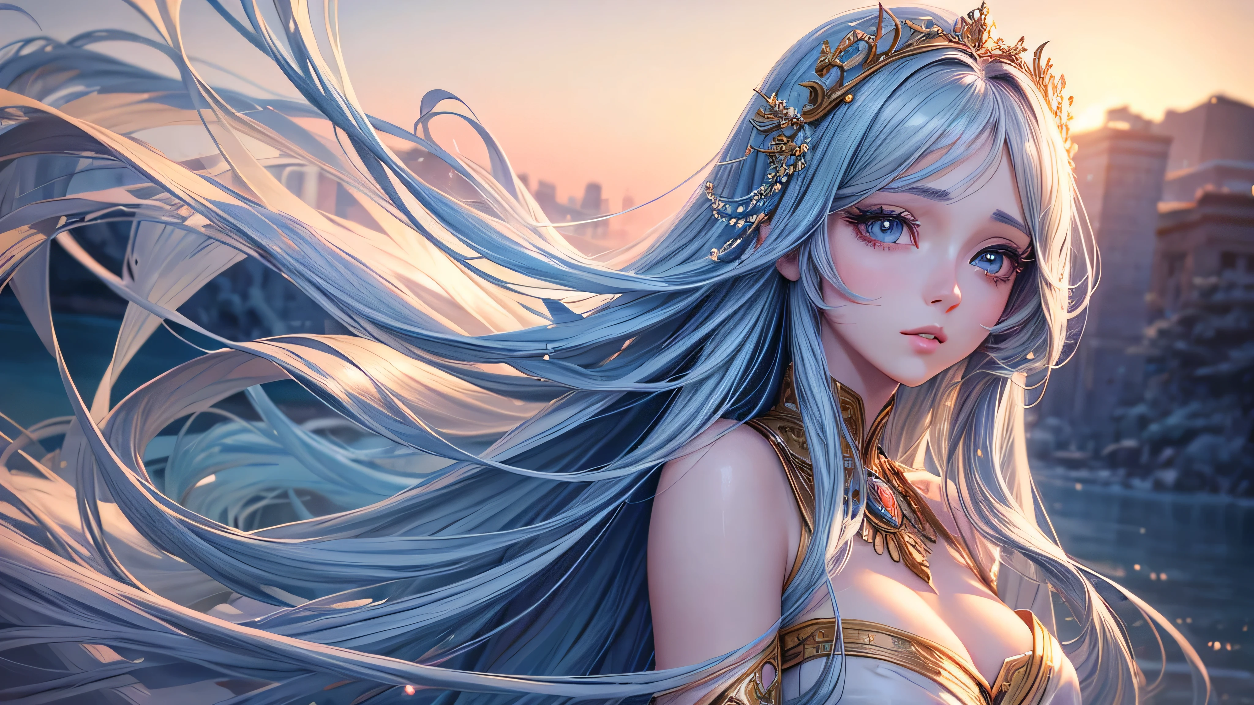 A beautiful anime girl, 1girl, beautiful detailed eyes, beautiful detailed lips, extremely detailed face, long eyelashes, delicate facial features, flowing long hair, emotionally expressive, elegant and graceful pose, destiny, love, cinematic lighting, soft pastel colors, glowing radiant skin, ethereal, surreal, dreamlike, masterpiece, 8k, high quality, highly detailed, photorealistic