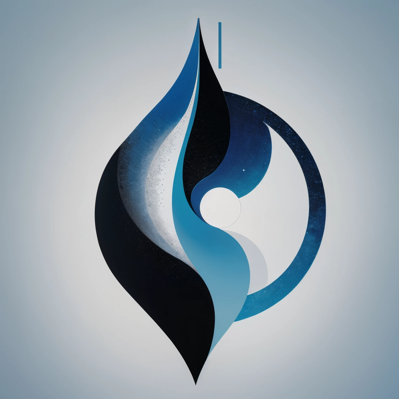 a close up of a azul and white letter j with a moon, arte conceitual de Andrei Kolkoutine, Behance, ilusionismo abstrato, logotipo em estilo abstrato, logotipo minimalista sem texto, iridescent illustration, iconic logo symbol, infographics. logo. azul, logotipo minimalista vetor, fundo de iconografia, logotipo abstrato, simple illustration, estilo de logotipo vetorizado
