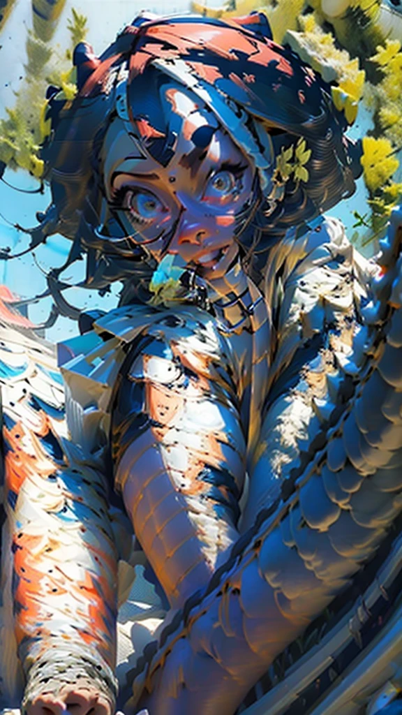 A white dragon,In the sky,Hovering,high-quality picture,The face is delicate,
