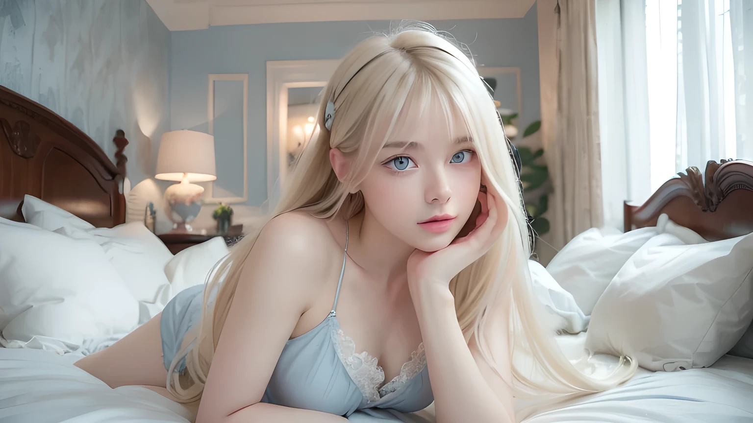 whole body、in the deep forest、a flower ring decoration on the head、Roses、albino norwegian woman、北欧の白peopleモデル、アルビノの22歳の大peopleのモデル、1people、一peopleで, aesthetic artwork, Glowing blue eyes, white skin, small breasts, soft light, ((david hamilton style))、fine skin, 24mm, 4K texture, soft movie-like light, RAW photo, photorealism, realistic, Complex, elegant, very detailed, sharp focus, ((((cinematic look)))), soothing tone, insane details, Complex details, very detailed, low contrast, soft movie-like light,、Super cute white blonde woman with dark theme、Very realistic woman、looking at camera,22才の大peopleのモデル、北欧の白people女性、a flower ring decoration on the head、Roses、perfect body shape、Very sexy figure、short torso、Super long beautiful white blonde hair、Silky white blonde hair、半透明のwhite skin、とてもwhite skin、shining blue eyes、perfectly beautiful body、Big eyes、bloodless lips、whole body、Front view、complete nudity、soft and large udder、 tight waist、big ass、Blonde pubic hair、thighs、no bra、no panties、exposed shoulders、exposing breasts、exposing nipples、exposing belly、exposing buttocks、Blonde pubic hair、thighsを露出、highest quality, 8K, fine skinの質感, beautiful detailed face, detailed eyes、detailed nipples、暗いin the deep forest、There is a thick morning fog around、sitting at the base of a large tree、looking at camera、laughing、Have fun、happy feelings、legs spread、quiet and calm pose、model pose、very anatomically correct body、one body、two hands、2 legs、one head、complete nudity、no panties、whole body、from right in front、