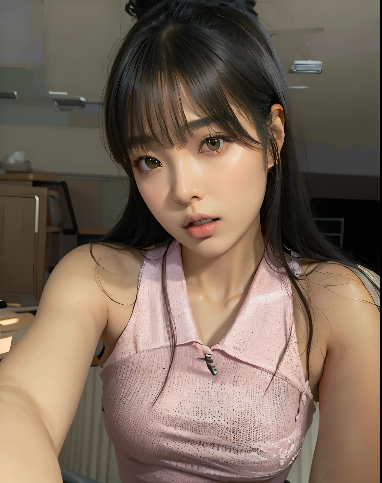 Arape with long black hair and pink shirt(Araffe) asian women, Larisa Manoval, Larissa Manoban of Blackpink, With bangs, Jenny Blackpink, With bangs completa, Ela tem cabelo preto With bangs, Blackpink Roseanne Park, split center bangs, Fluffy bangs, cabelo arrumado With bangs, Josh is Blackpink, Best Face, Jaeyeon Nam