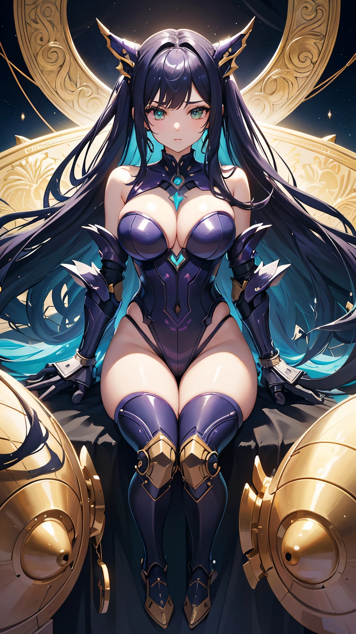 (The greatest masterpiece of all time、16K、(Acme)、PNG)、3D、Semi-realistic、solo、(Simple and solid background)、Whole body expression、((A beautiful woman))、Super delicate and exquisite texture、sensational、Splatoon、(A perfectly proportioned, exquisite and alluring glamorous body)、Glossy, exquisite skin、(Sensual and lustful expression:1.2)、 SFW、Full-body ultra-detailed 16K 3D CG anime character illustration、Well-balanced Contour、Delicate and ultra-fine texture、(Emerald green eyes)、(Crow-like black hair with purple-silver inner hair color)、(Equipped with Gigantic Mechanical Arm)、(The nanomachine collective life form, the Parasite Predator Mimic Octopus, takes a woman as a host, completely covering her entire body and absorbing her, merging and evolving into the ultimate life form of the Bewitching Woman type.:1.1)、Very delicate and super beautiful texture、(Sister of the Evil Cult)、(Mechanical wearable parasite predator octopus dragon transforms completely into dragon armor reinforced exoskeleton and attaches itself to a woman's body)、Super high quality texture、solo、(Colored Skin:0.7)、(The captivating pose of your pet that will captivate everyone)、genomics、 Contour、Ultra-high definition body、Smooth、Takeover、Dragon Armor、(Parasitic Octopus Genomics Alien Eye Headgear)、(The parasitic evil core that has taken over the woman's navel transforms the host's body into that of a glamorous woman with big breasts.:1.2)、Well-balanced Contour、Highly detailed and perfect fingers and limbs、(Simple Background)、Beautiful face and features、Beautiful Faces、Exquisite texture、Smooth skin、Bewitching Woman、Dense and lustrous skin、taboo、 Glamour、Parasitic evil jewel nuclei are generated on both sides of the waist.、