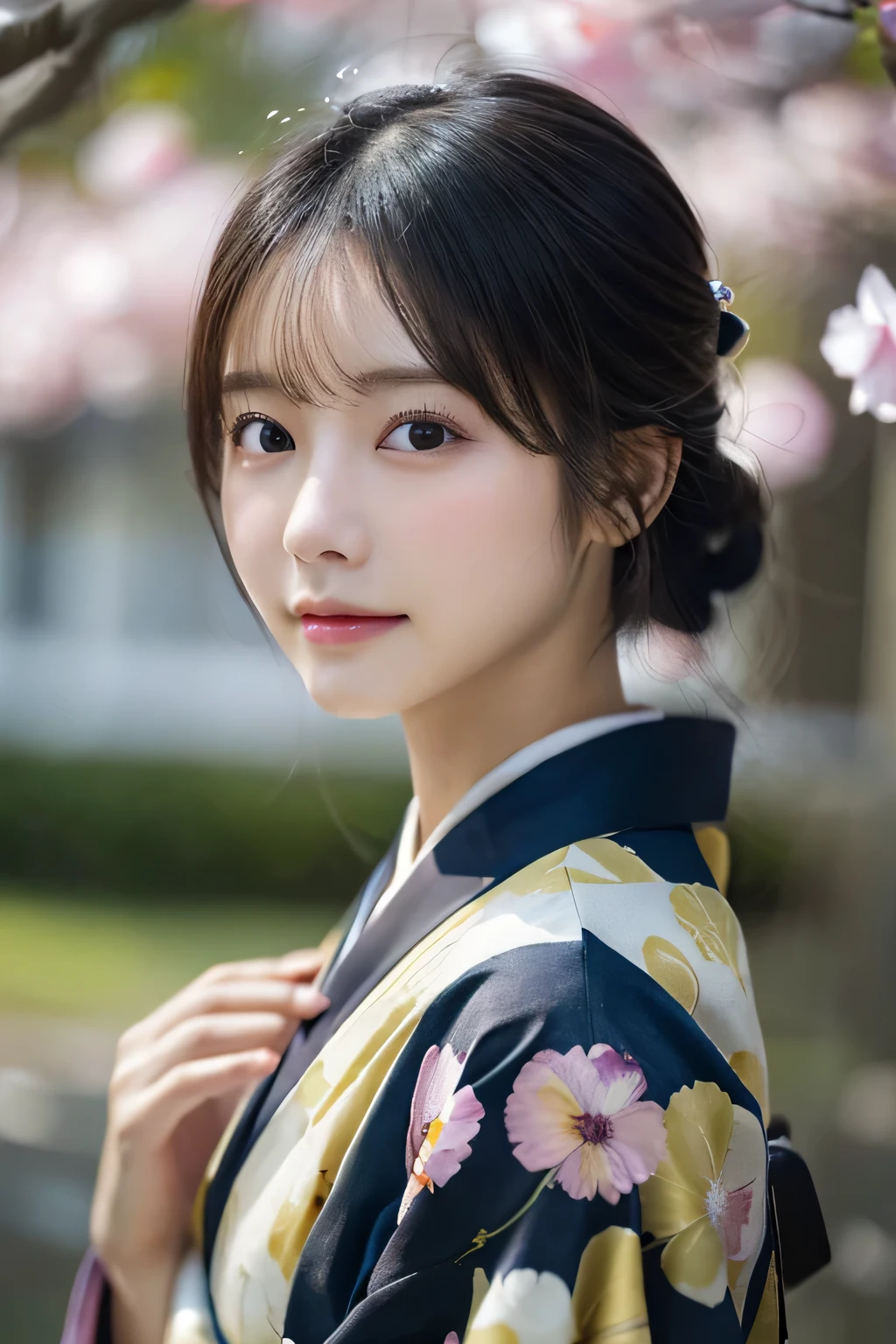 (Kimono)、Random Shots、、、randome pose、(Petals flutter:1.3)、(Wind:1.3)、(top-quality,masterpiece:1.3,超A high resolution,),(ultra-detailliert,Caustics),(Photorealsitic:1.4,RAW shooting,)Ultra-realistic capture,A highly detailed,high-definition16Kfor human skin、 Skin texture is natural、、The skin looks healthy with an even tone、 Use natural light and color,One Woman,japanes,,kawaii,A dark-haired,Middle hair,(depth of fields、chromatic abberation、、Wide range of lighting、Natural Shading、)、