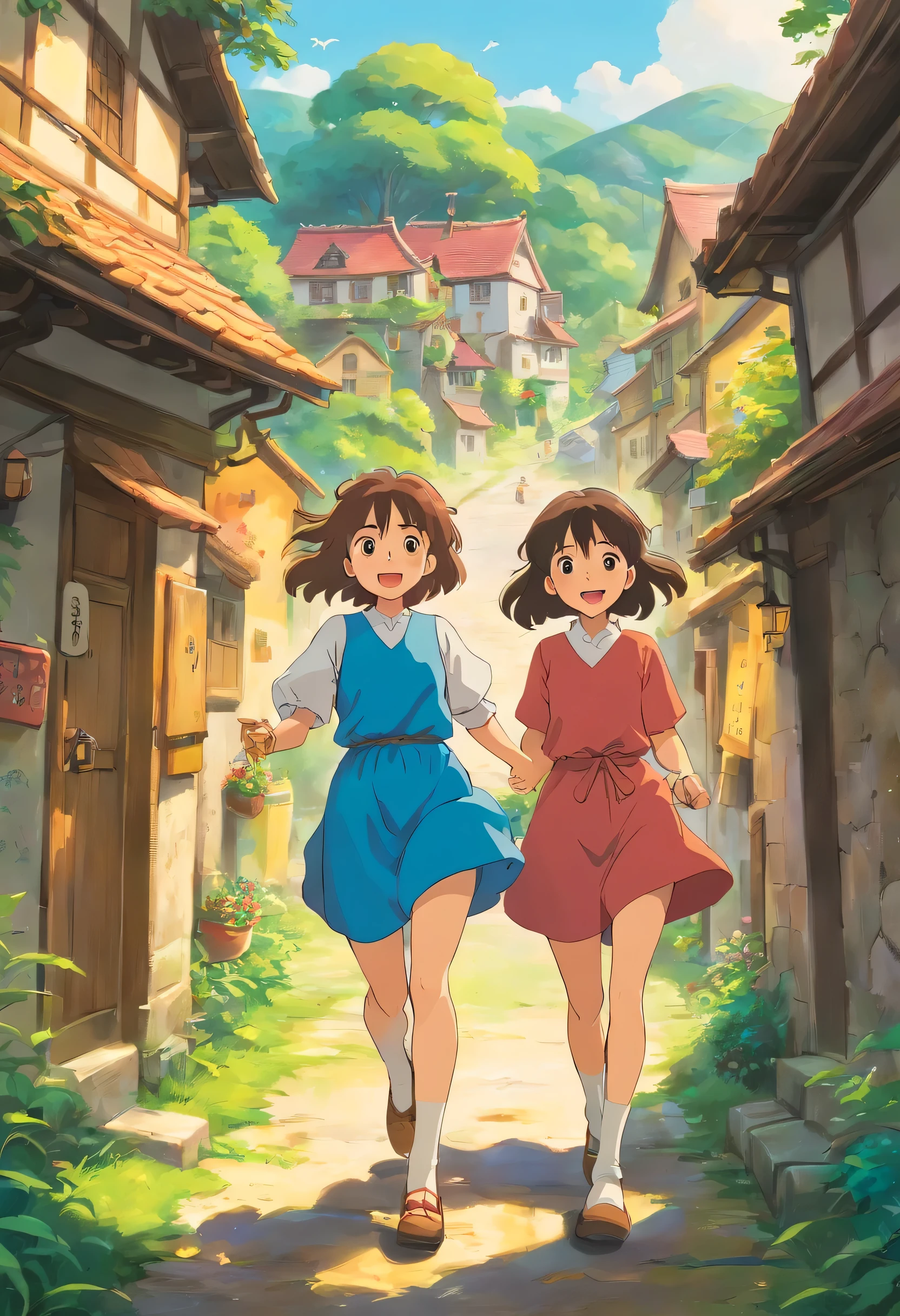 Girls playing in the village