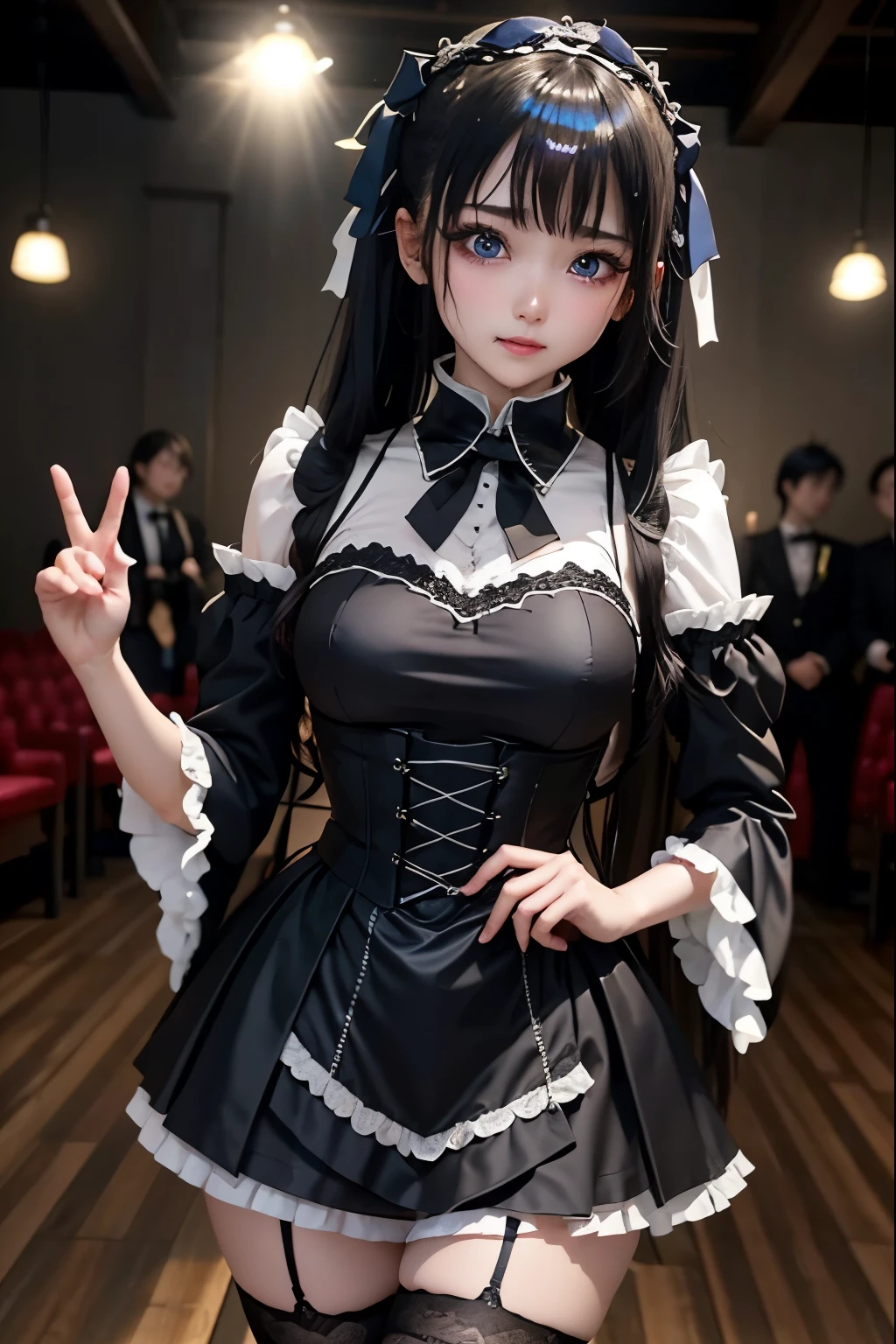 ハードDark Gothicメイク、Deep Night Sky、Horror、Black dark eyeshadow、cry、sad、Good skin radiance、Dark Gothicメイク、Dark smile、palace、The beauty of fragrance、24-years-old、Expressions of intense sexual pleasure、Embarrassed look、Dark Gothic、Obscene language、highest quality、Drunk face、紫のMaid clothes、Mysterious、Noble、sexy、Loving smile、Twin tail hair、Right blue eye, Left eye is red、Platform Heel Shoes、Heavy makeup、Gothic ta Clothing、A little slimmer、Silver Hair、Long Hair Straight Hair、Cute Gothic Loliress、Beautiful Face、elegant features、Fascinating face、Stained glassが背景、Chest glistening with sweat、The room is dark、gothic long dress、Bell Sleeves、Wizard Sleeve、Decadent look、Sexually excited expression、Glossy thighs wet with water、Thighs that are wet and shiny with oil、Background of a room full of roses、sad表情、The embroidery is pink、The dress has pink embroidery、Thigh-high socks、Knee-high socks、Gentle expression、Dark black eyeshadow、Stained glassと薔薇背景、Female Duo、Female couple、dark church background、Stained glass、Black metal world、Dark Castle、Dark Room、Slender body、upright、walk、Are standing、gothic long dresaid clothes、Victorian dresses、Her thighs glisten with sweat、My body is wet and shiny、Lots of glitter on the thighs、sweating、My thighs are sticky from sweating、Sweat glistens on the thighs, The whole body is sweaty and shiny、Quite sweaty、My thighs are sweaty、My thighs are so wet、My thighs are shining with sweat、A lot of sweat glistens all over the body、The thighs are the best、Small breasts、Playing guitar、Singing while playing the guitar、les paul guitar、Holding a guitar、Playing in a band、Playing guitar chords、Practicing guitar、Grab the microphone stand、Sing a song、Embodying the guitar、Decorate your guitar、An enthusiastic live music venue、Splendid stage、Dynamic Angle、