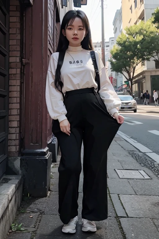 Vietnamese Girl sees the ghost and pees her black ao dai pants in fright.