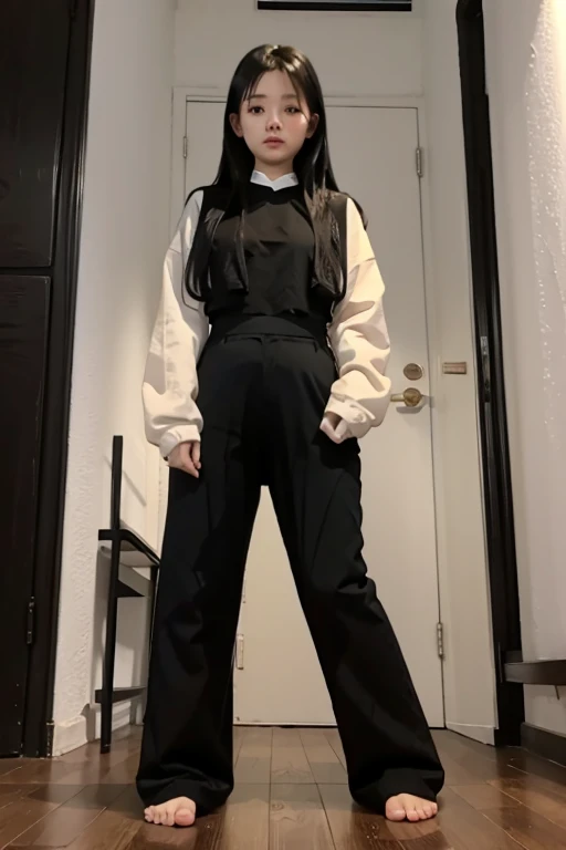 Vietnamese Girl sees the ghost and pees her black ao dai pants in fright.