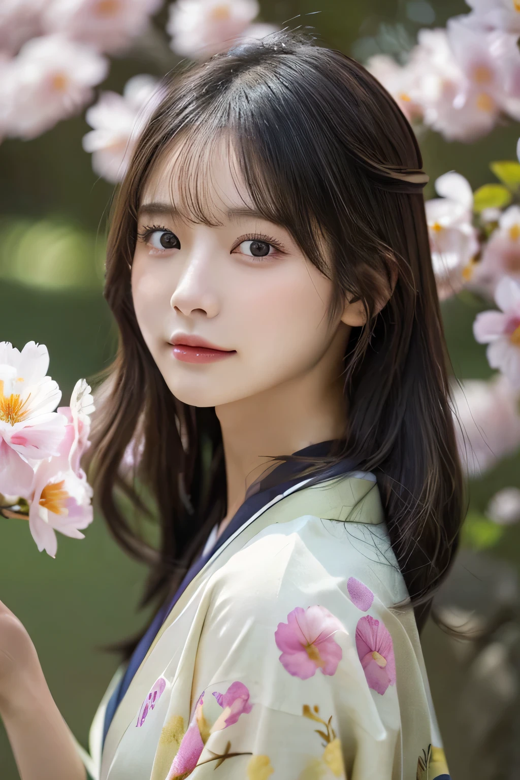 (Kimono)、Random Shots、、、randome pose、(Petals flutter:1.3)、(Wind:1.3)、(top-quality,​masterpiece:1.3,超A high resolution,),(ultra-detailliert,Caustics),(Photorealsitic:1.4,RAW shooting,)Ultra-realistic capture,A highly detailed,high-definition16Kfor human skin、 Skin texture is natural、、The skin looks healthy with an even tone、 Use natural light and color,One Woman,japanes,,kawaii,A dark-haired,Middle hair,(depth of fields、chromatic abberation、、Wide range of lighting、Natural Shading、)、