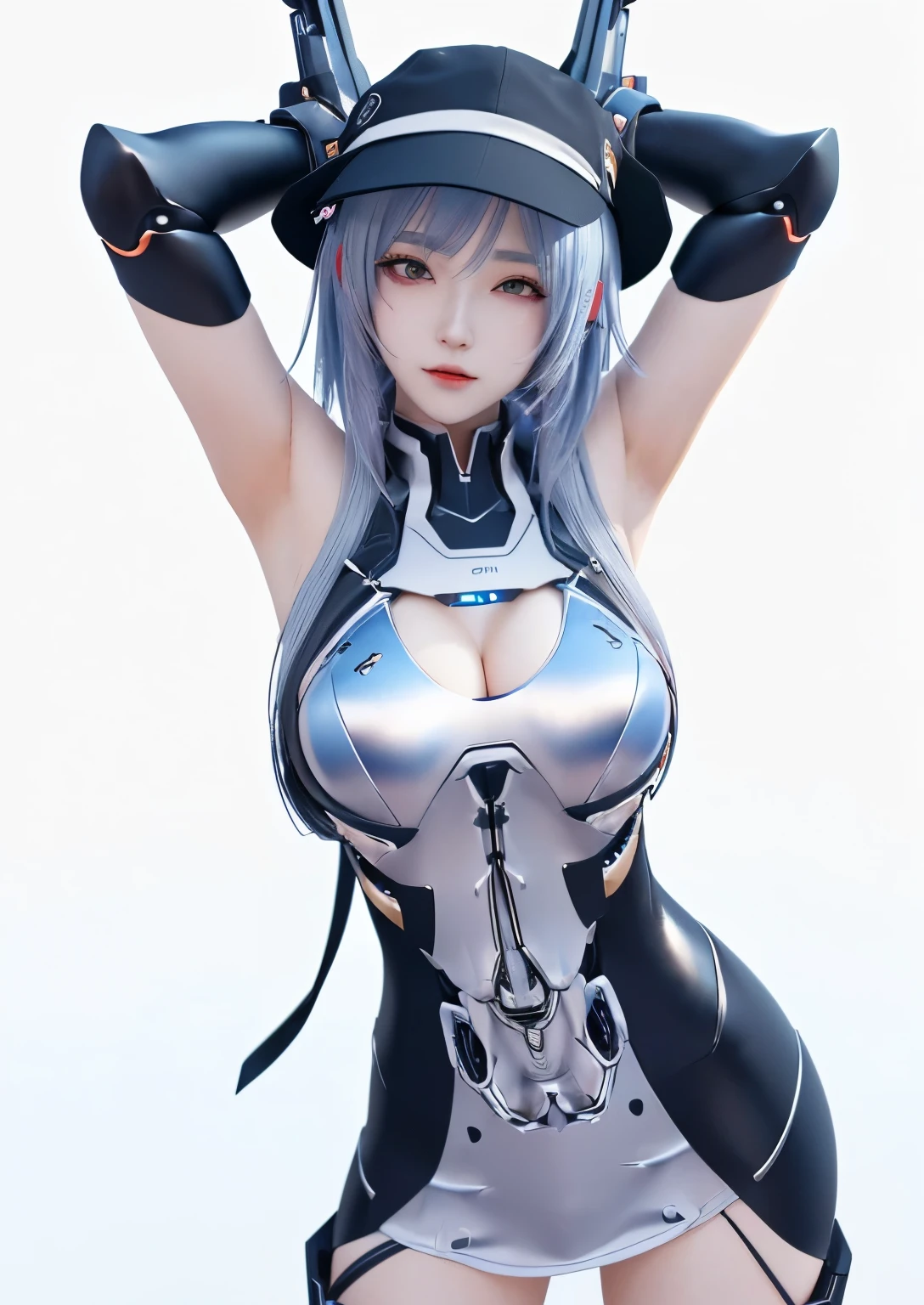 wearing costume、Close-up of man wearing hat, Attractive anime girl, ahegao, biomechanical OPPEIN, anime goddess, OPPEIN, OPPEIN cyberpunk, Perfect girl, Deadly, Azur route style, From the Azur Lane video game, Beautiful charming anime woman, Rendering a cute 3D anime girl, female anime character