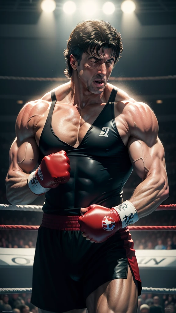 Sylvester Stallone , rocky balboa in the ring, concept art, 4k