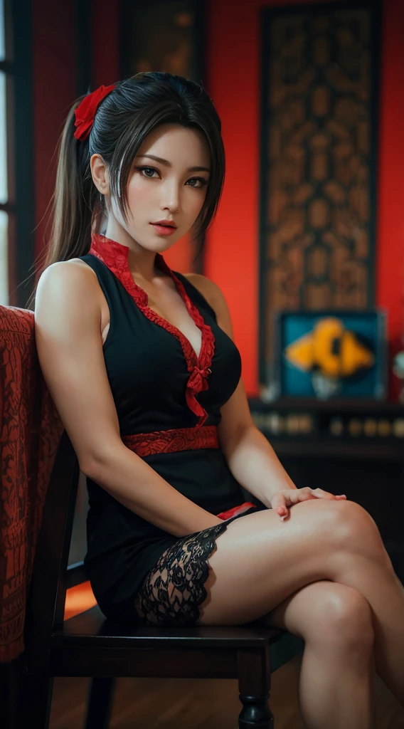 Mai shiranui, (melhor qualidade,ultra-detalhado),(Realista:1.37), rosto bonito e detalhado, Textura ultrarrealista, rosto delicado, athletic body, cores vivas. High definition, 8K