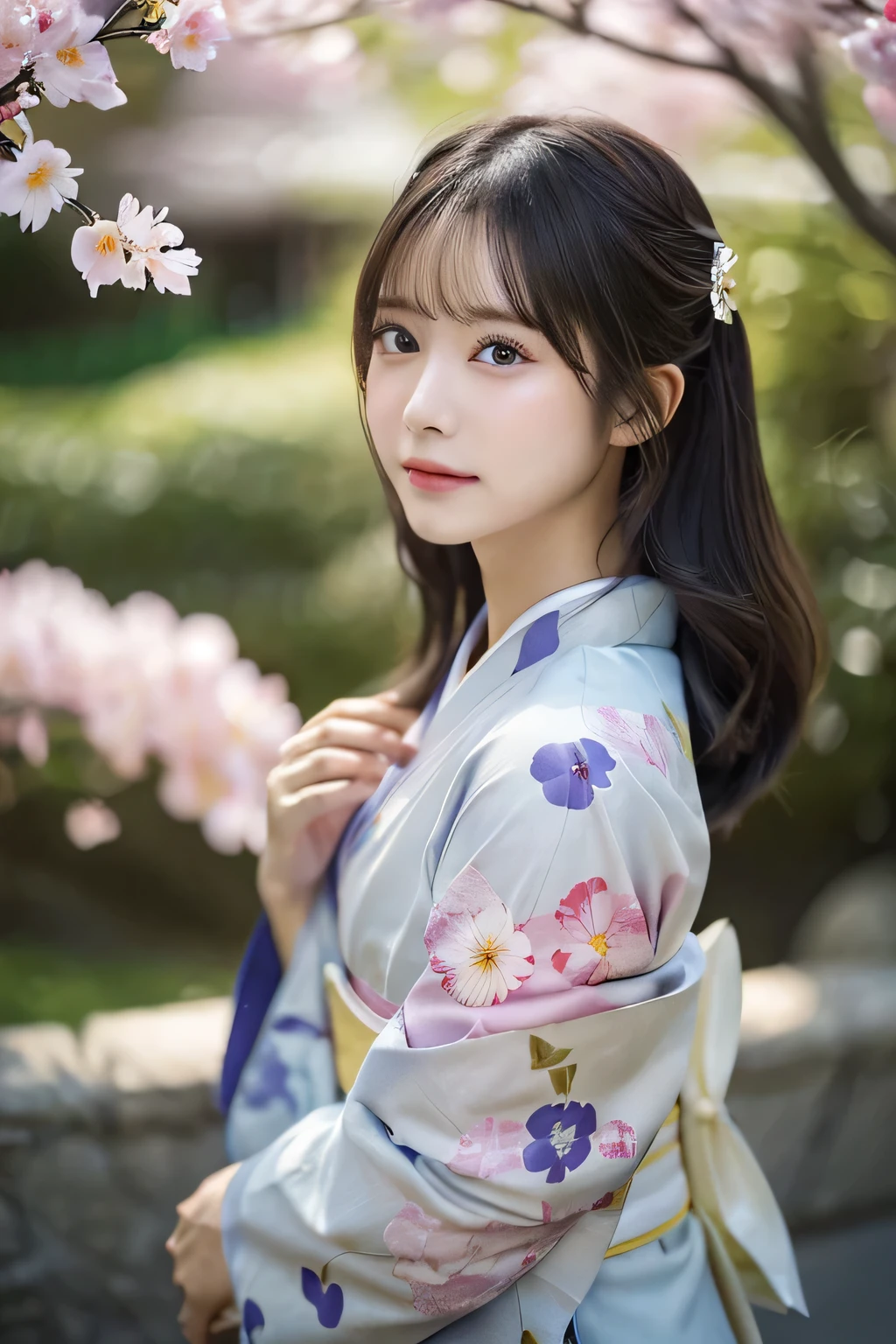 (Kimono)、Random Shots、、、randome pose、(Petals flutter:1.3)、(Wind:1.3)、(top-quality,masterpiece:1.3,超A high resolution,),(ultra-detailliert,Caustics),(Photorealsitic:1.4,RAW shooting,)Ultra-realistic capture,A highly detailed,high-definition16Kfor human skin、 Skin texture is natural、、The skin looks healthy with an even tone、 Use natural light and color,One Woman,japanes,,kawaii,A dark-haired,Middle hair,(depth of fields、chromatic abberation、、Wide range of lighting、Natural Shading、)、