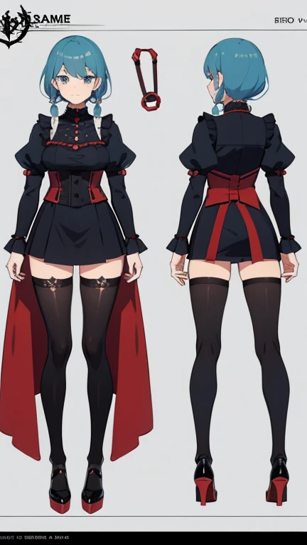 Anime girl, character sheet, full body, goth