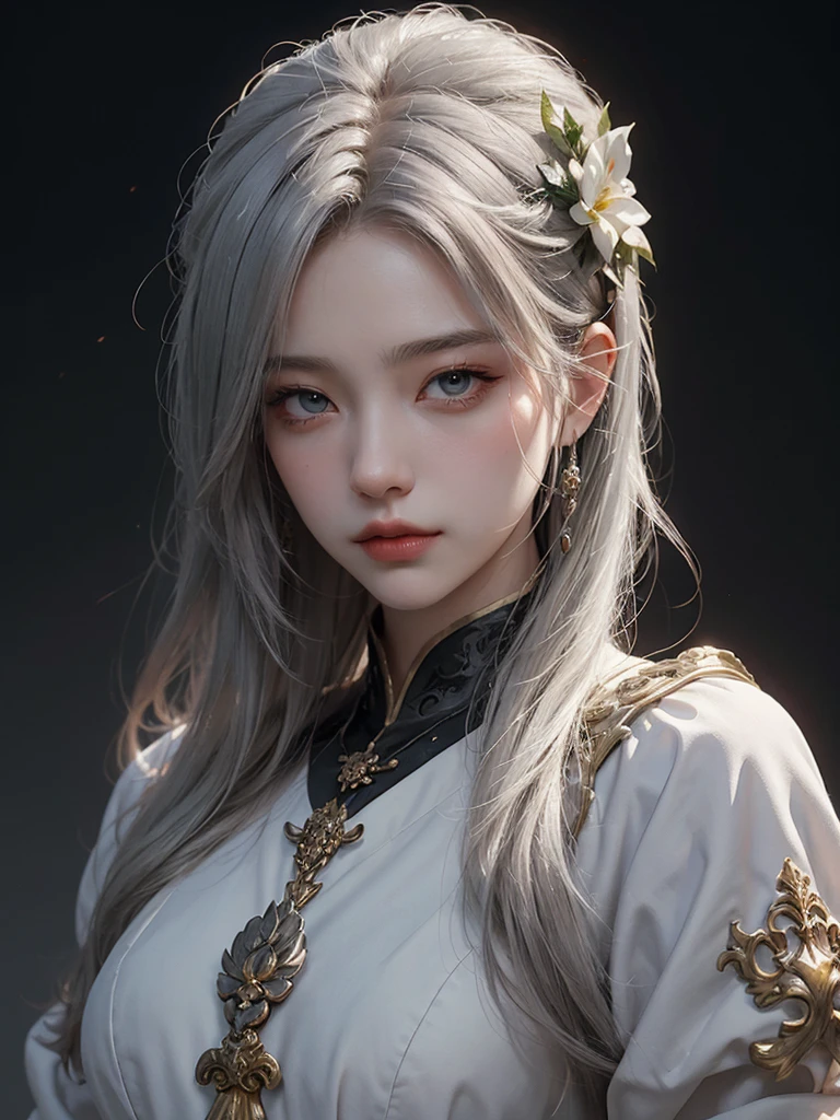 Close-up of a gray-haired man wearing a white mask, Beautiful character painting, guweiz, Gu Weisz style art, White-haired God, author:Yang Jie, Beautiful epic character art, Stunning character art, author:Fan Qi, by Wuzhun Shifan, guweiz in pixiv artstation