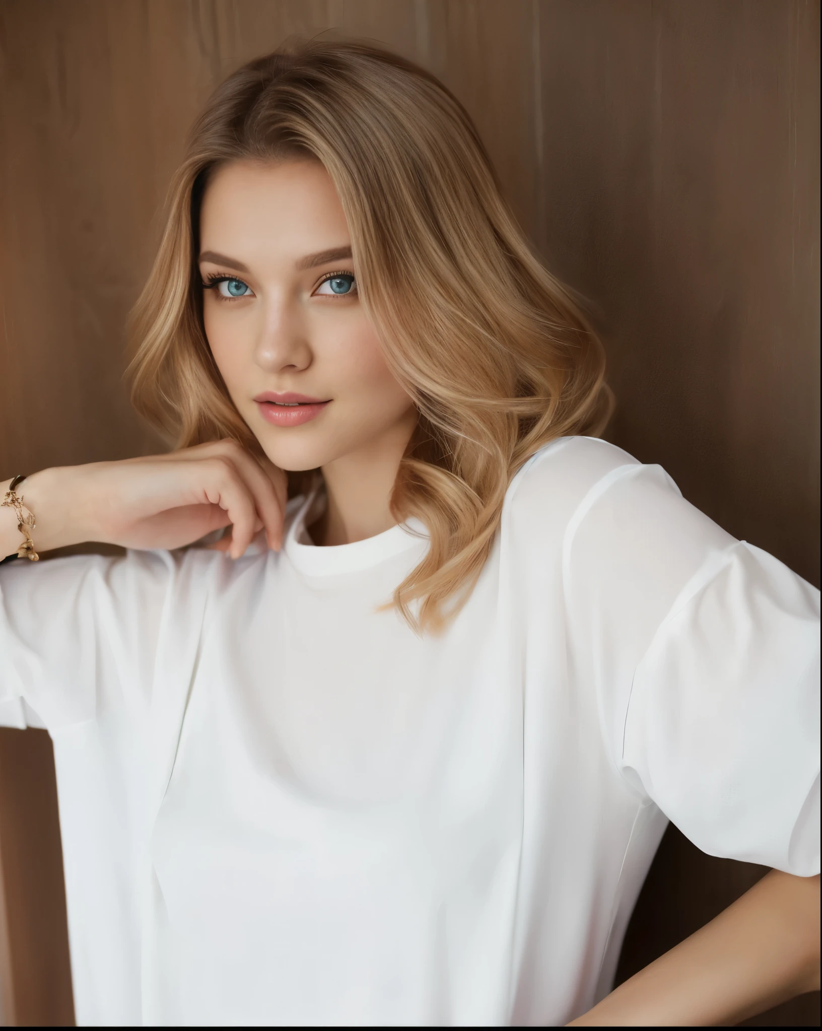 mulher loira de olhos azuis e camisa branca posando para uma foto, Anna Nikonova aka Newmilky, Yelena Belova, vestido com uma camiseta branca, em roupas brancas, Sidney Sweeney, vestido com camisa branca, Dasha Taran, Go ahead, Aleksandra Waliszewska, Yulia Gorokhova, Alina Ivanchenko
