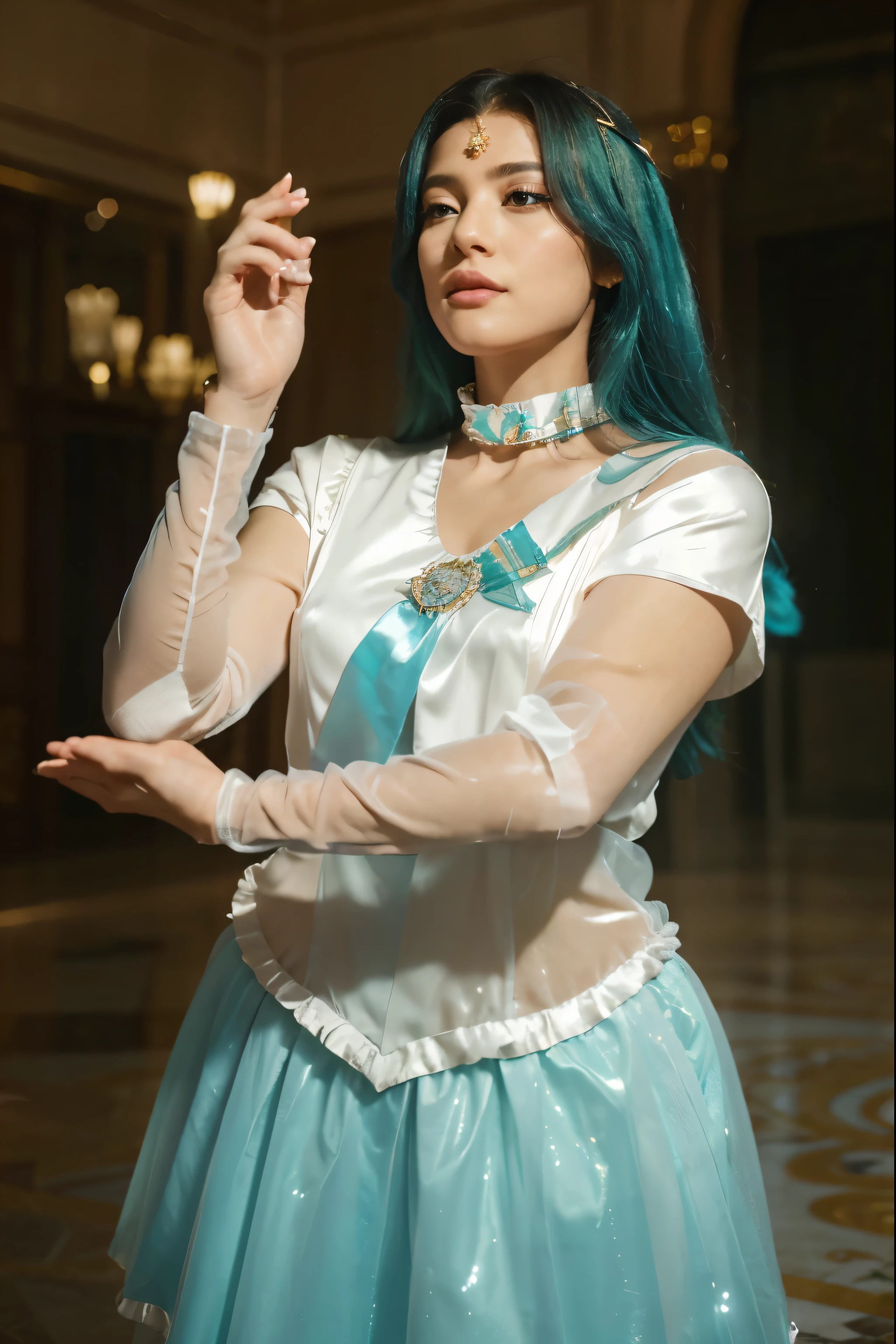 (Best quality, 8k, 32k, Masterpiece, UHD:1.2) "Imagine the stunning and ethereal Crystal Palace from the world of Sailor Moon. Describe an awe-inspiring palace made entirely of crystal, towering majestically in the center of Crystal Tokyo. The palace glows with a radiant, otherworldly light, reflecting and refracting the colors of the rainbow through its transparent walls and spires.
The architecture is a blend of futuristic design and regal elegance, with tall, slender towers that reach towards the sky and intricate detailing that glistens like diamonds. The main hall of the palace is a vast, open space with high ceilings and grand chandeliers made of crystal that cast shimmering light across the room. The floors are smooth and mirror-like, creating a sense of endless space and light.
Surrounding the palace are lush gardens filled with vibrant, otherworldly flora that bloom in the presence of the palace's magic. Fountains of crystal-clear water create soothing sounds, and pathways made of crystalline stones lead visitors through the gardens to the palace entrance.
Inside the palace, rooms are adorned with delicate crystal furnishings and soft, glowing light that creates a serene and peaceful atmosphere. The throne room, where Neo-Queen Serenity and King Endymion preside, is the heart of the palace, featuring a grand throne made of the purest crystal and surrounded by shimmering curtains and elegant décor.
Describe the daily life within the Crystal Palace, the activities of its royal inhabitants, and the interactions between the Sailor Guardians as they protect and govern Crystal Tokyo. Highlight the sense of peace, beauty, and magic that permeates the palace, making it a symbol of hope and prosperity in the Sailor Moon universe."