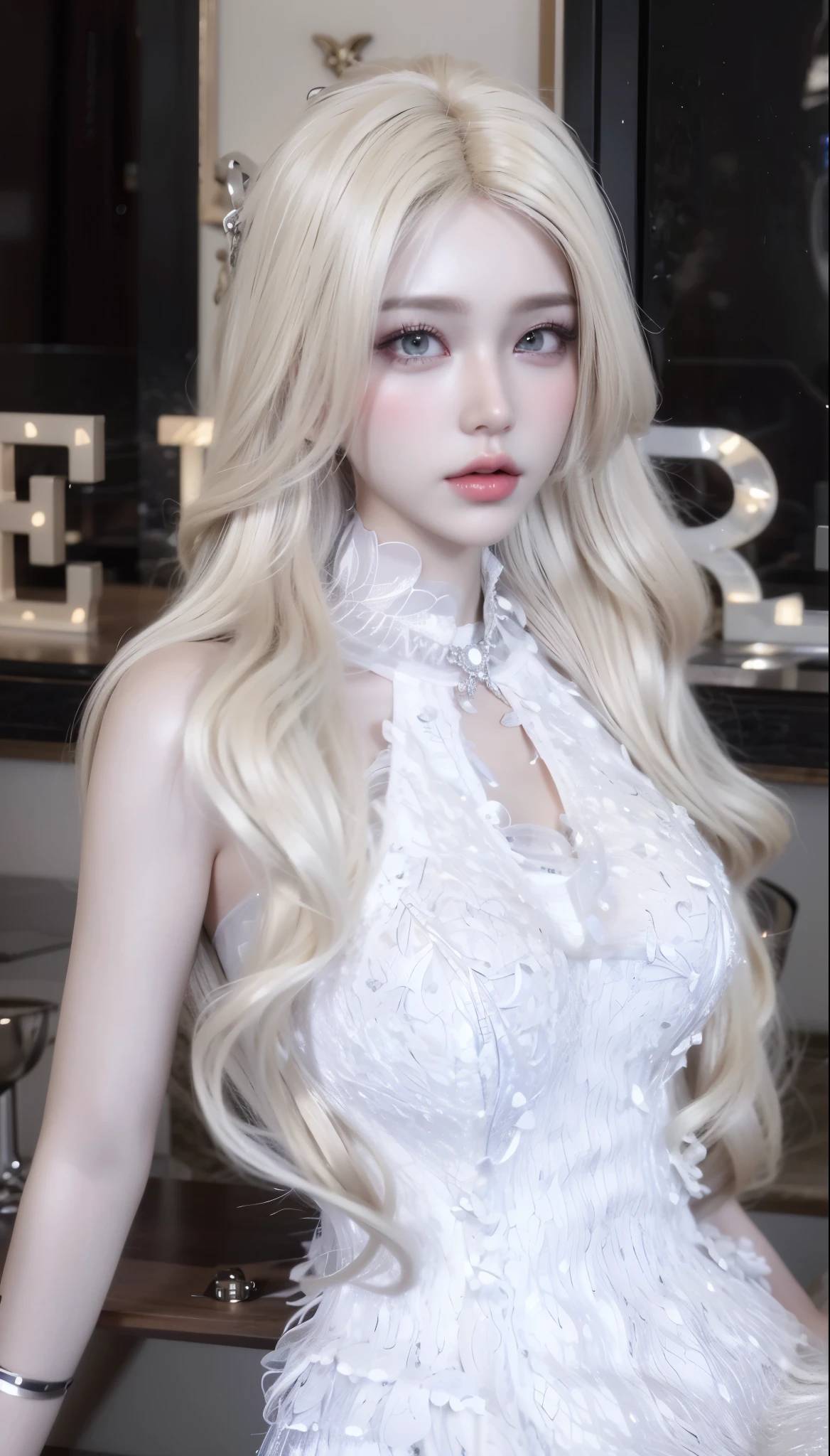 Game Art，CG Animation，Best image quality，Maximum resolution，8K picture quality，(A bust photo)，(portrait)，(Head close-up)，(Rule of Thirds)，Unreal Engine 5 rendering works，20 year old girl，((Queen))，The eyes are very detailed，(Large Breasts)，Elegance and nobility，Light，Light线追踪，Game CG，((3D Unreal Engine))，OC rendering reflection mode，4k，Ultra-clear，Translucent lace，Fair and plump figure，Pretty Face，Light泽凝胶涂层，身着华贵礼服的Queen，Gorgeous clothing，Colorful makeup，Luxurious diamond necklace，