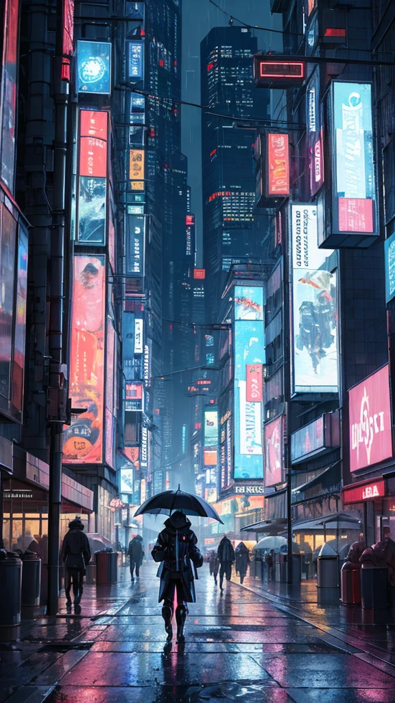 nighttime city scene with a person walking in the rain, in a futuristic cyberpunk city, futuristic city street, in cyberpunk city, cyberpunk city street, futuristic street, hyper realistic cyberpunk city, sci-fi cyberpunk city street, rainy cyberpunk city, in a cyberpunk city, cyberpunk in a cyberpunk city, beautiful cyberpunk city, futuristic cyberpunk city, cyberpunk city, at an cyberpunk city