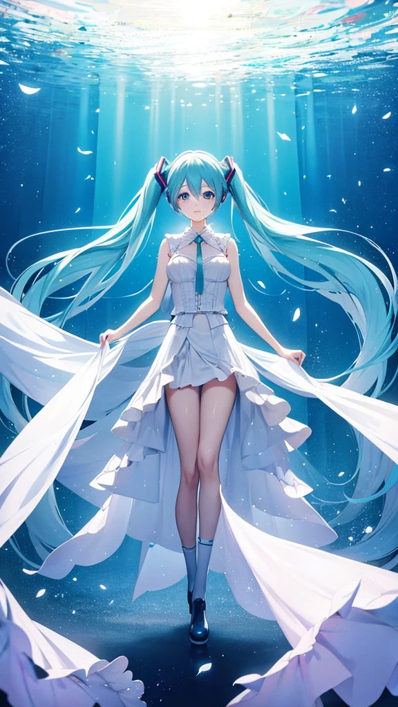 anime character、Hatsune Miku、Opening the big door and shining brightly