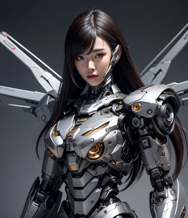 Textured skin, Super Detail, Attention to detail, high quality, high quality, High resolution, 1080p, hard disk, beautiful,(Cyborg Girl),Breast missiles weapons,beautiful cyborg woman,Mecha Cyborg Girl,Battle Mode,Girl with a mechanical body