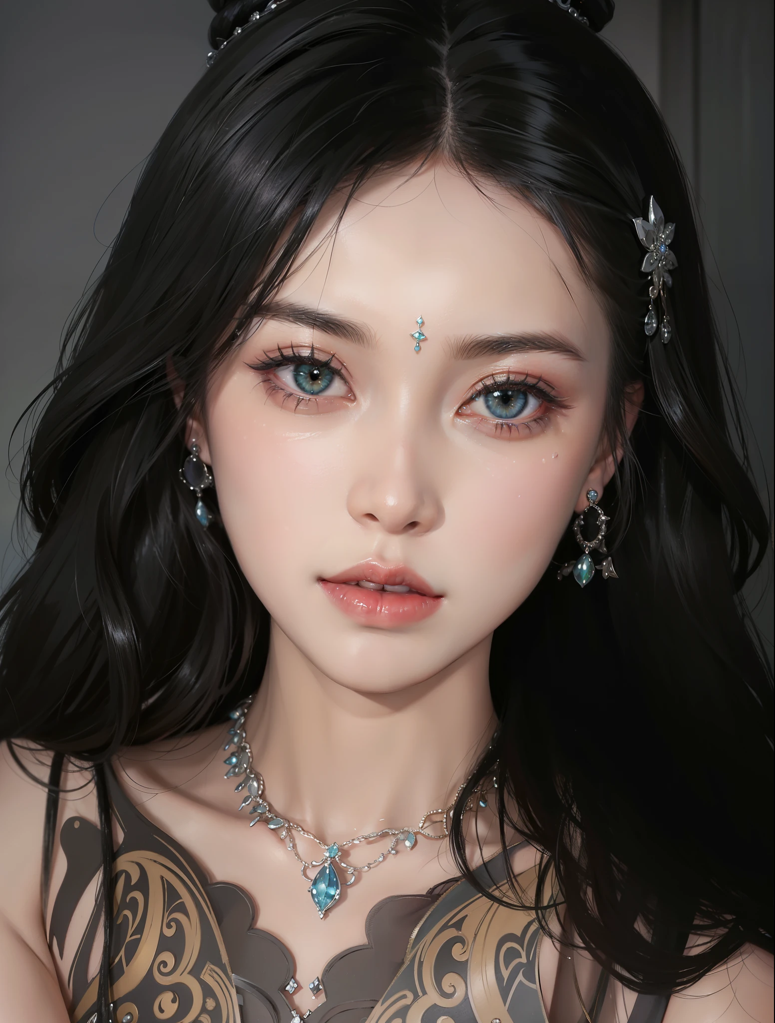 Royal sisters，Exquisite eyes，Frozen queen，Put the crown on your head，Detailed facial expressions body，Tall and big，Glamorous characters，Leg length，4k，HD，Sensual，White translucent lace，白皙The complete picture，Little cherry mouth，Beautiful and lovely，The complete picture，Glossy gelcoat，Vampire Queen in luxurious robes，Have a tattoo(Intricate tattoo designs)，Rich facial details，Wear gorgeous jewelry，Royal Princess，闪闪luminescent宝石项链，身体Have a tattoo，Skin radiance，Very exquisite and luxurious crown，luminescent