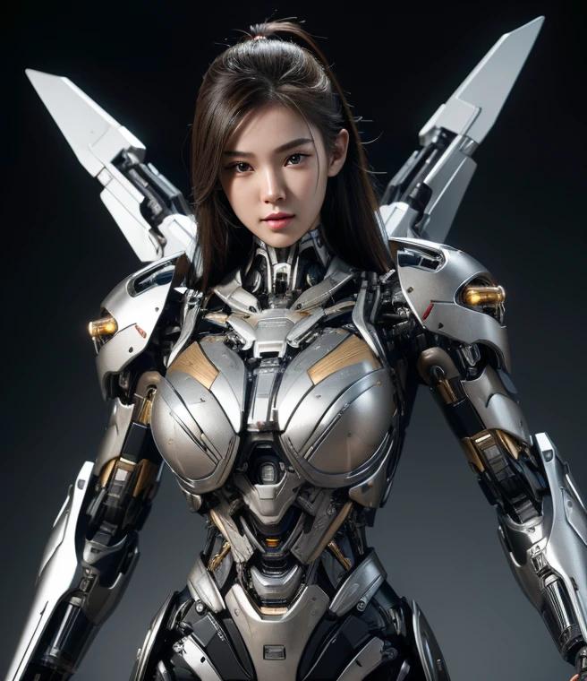 Textured skin, Super Detail, Attention to detail, high quality, high quality, High resolution, 1080p, hard disk, beautiful,(Cyborg Girl),Breast missiles weapons,beautiful cyborg woman,Mecha Cyborg Girl,Battle Mode,Girl with a mechanical body