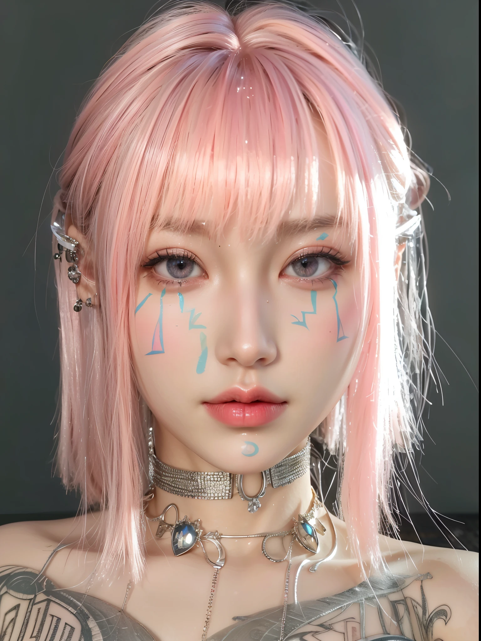 Game Art,CG Animation,Best image quality,Maximum resolution,8K picture quality,(A bust photo),(portrait),(Head close-up),(Rule of Thirds),Unreal Engine 5 rendering works,20 year old girl,((Queen)),The eyes are very detailed,(Large Breasts),Elegance and nobility,Light,Light线追踪,Game CG,((3D Unreal Engine)),OC rendering reflection mode,4k,Ultra-clear,Translucent lace,Fair and plump figure,Pretty Face,Light泽凝胶涂层,身着华贵礼服的Queen,Gorgeous clothing,Colorful makeup,Luxurious diamond necklace,Colorful tattoos on face
