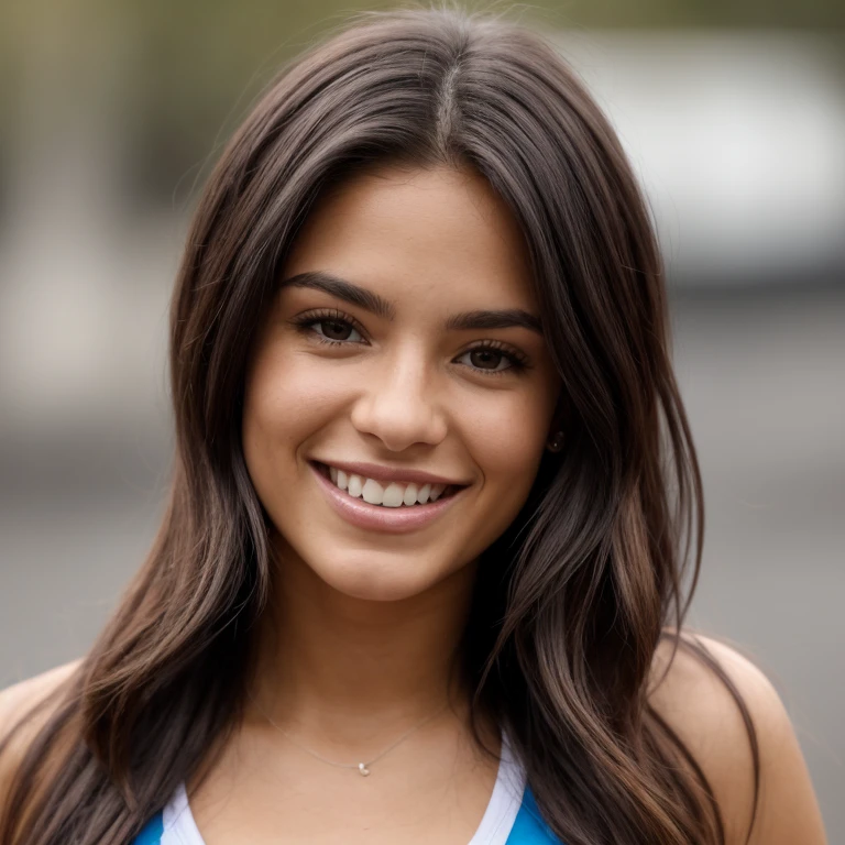 Mujer arafed con largo cabello negro sonriendo y sosteniendo un clavo blanco., se parece a fabiula natal, 21 year old Brazilian woman., julia sarda, fernanda suarez, hermosa y sonriente, hermosa cara latina, brazilian supermodel, marischa becker, se parece a laura barriales, malika favre, valentina remenar, running