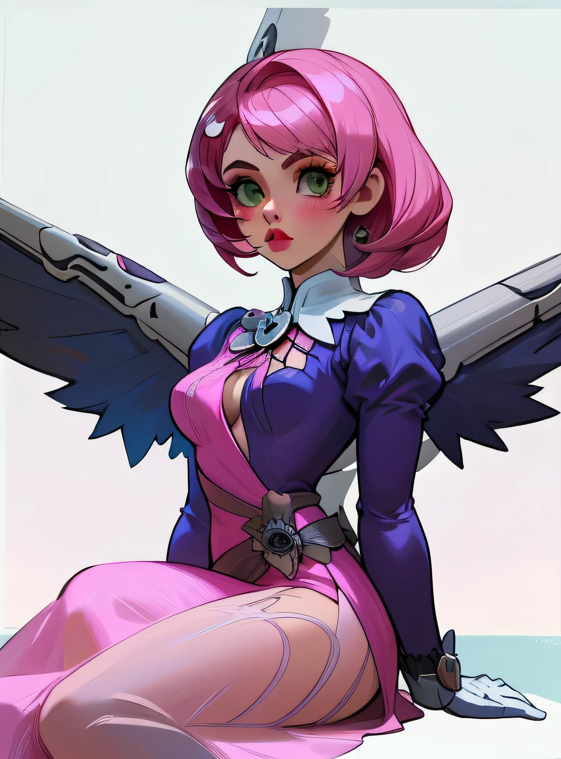 Alisa bosconovitch, melhor qualidade, contemporary, estilo plano, minimalismo, Ilustra??o plana de olhos verdes, cabelo rosa, cabelo curto, cabelos multicoloridos, Camisa Preta, mechanical wings, Close-U head portrait, peito pontudo, decote, super decote, medium breasts, tekken，cabelo rosa pastel, 1 garota, em quimono, hand painted，Desenho de linha sem cor, colorida do yandere pastel, tekken, Super cute girl with pink hair with gothic makeup on the side, com roupa de empregada，Figura esbelta，robusto，He sat on the floor，Vestido com roupas de empregada rosa e branco，cabelos muito curtos，com orelhas de gato，quadratic element，, kawaii cor-de-rosa na roupa da era de 1910, Alisa Bosconovich&#39;s pink lips, no estilo da paleta de cores suave aurorapunk, an anime illustration of your face, gifs animados, hand drawn animation, charming sketches, suave e brilhante, romantismo nebuloso, estouros de estilo, fundo branco - ar 1:1 - niji 5 - estilo expressivo --s 50 , pink kawaii in the 1920s clothing eraPink eagles, vestindo uma camisa branca brilhante, no estilo da paleta de cores suave aurorapunk, an anime illustration of your face, gifs animados, hand drawn animation, charming sketches, suave e brilhante, romantismo nebuloso, estouros de estilo, fundo branco - ar 1:1 - niji 5 - estilo expressivo --s 50, Absurdo, Alto, ultra detalhados, (1 garota:1.3), quebrar , Crie uma imagem com uma bela caligrafia
