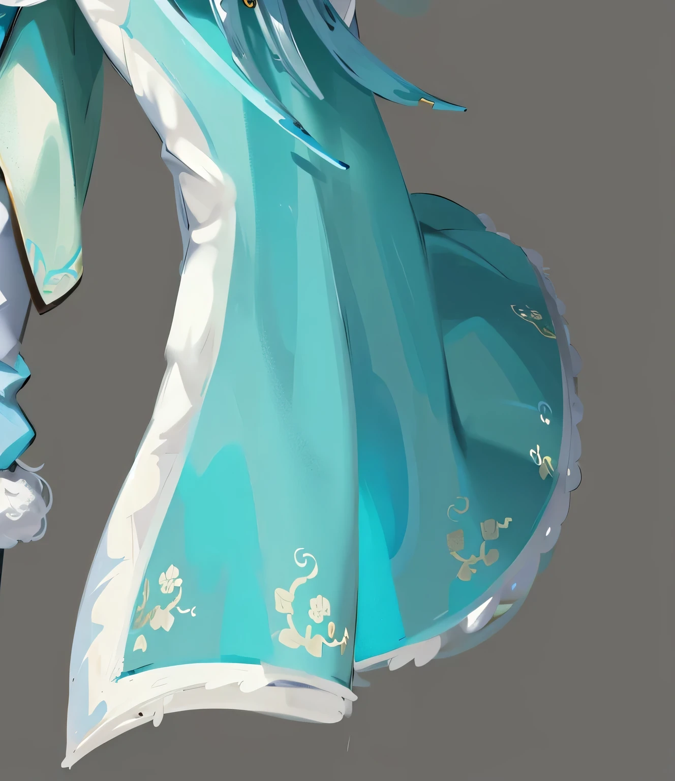 ((masterpiece, best quality)), Rich in details,, Very detailed, depth, Many parts,Wearing white、Green clothes,Behind him is a cyan and gold cloak,Epic and beautiful character art, Amazing Characters,Chinese style,Fur collar