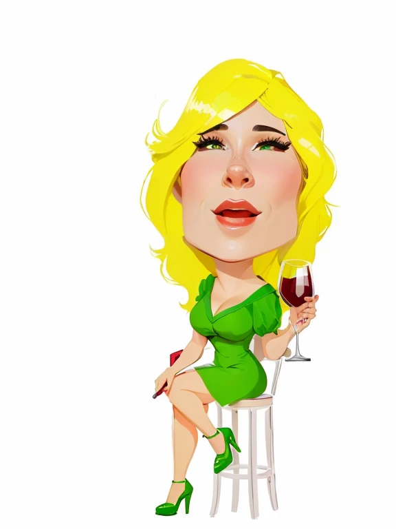8K, cartoon woman sitting on a stool holding a glass of Vinho, she holds a glass of Vinho, enjoying a glass of Vinho, estilo caricatural, em estilo cartoon, holding a glass of Vinho, Vinho, mulher fofa, caricatura, holding glass of Vinho, caricature illustration, caricatura, drinking Vinho, retrato de desenho animado, mulher loira, hd illustration, cartoon illustration