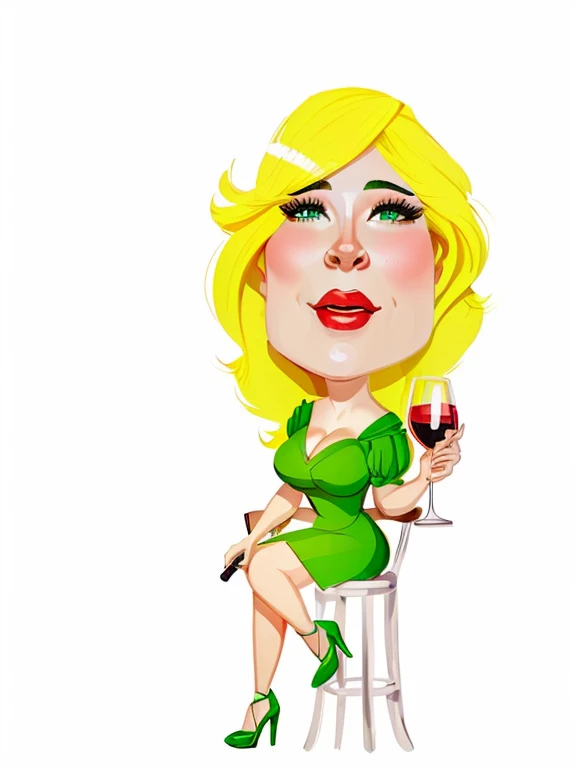 8K, cartoon woman sitting on a stool holding a glass of Vinho, she holds a glass of Vinho, enjoying a glass of Vinho, estilo caricatural, em estilo cartoon, holding a glass of Vinho, Vinho, mulher fofa, caricatura, holding glass of Vinho, caricature illustration, caricatura, drinking Vinho, retrato de desenho animado, mulher loira, hd illustration, cartoon illustration