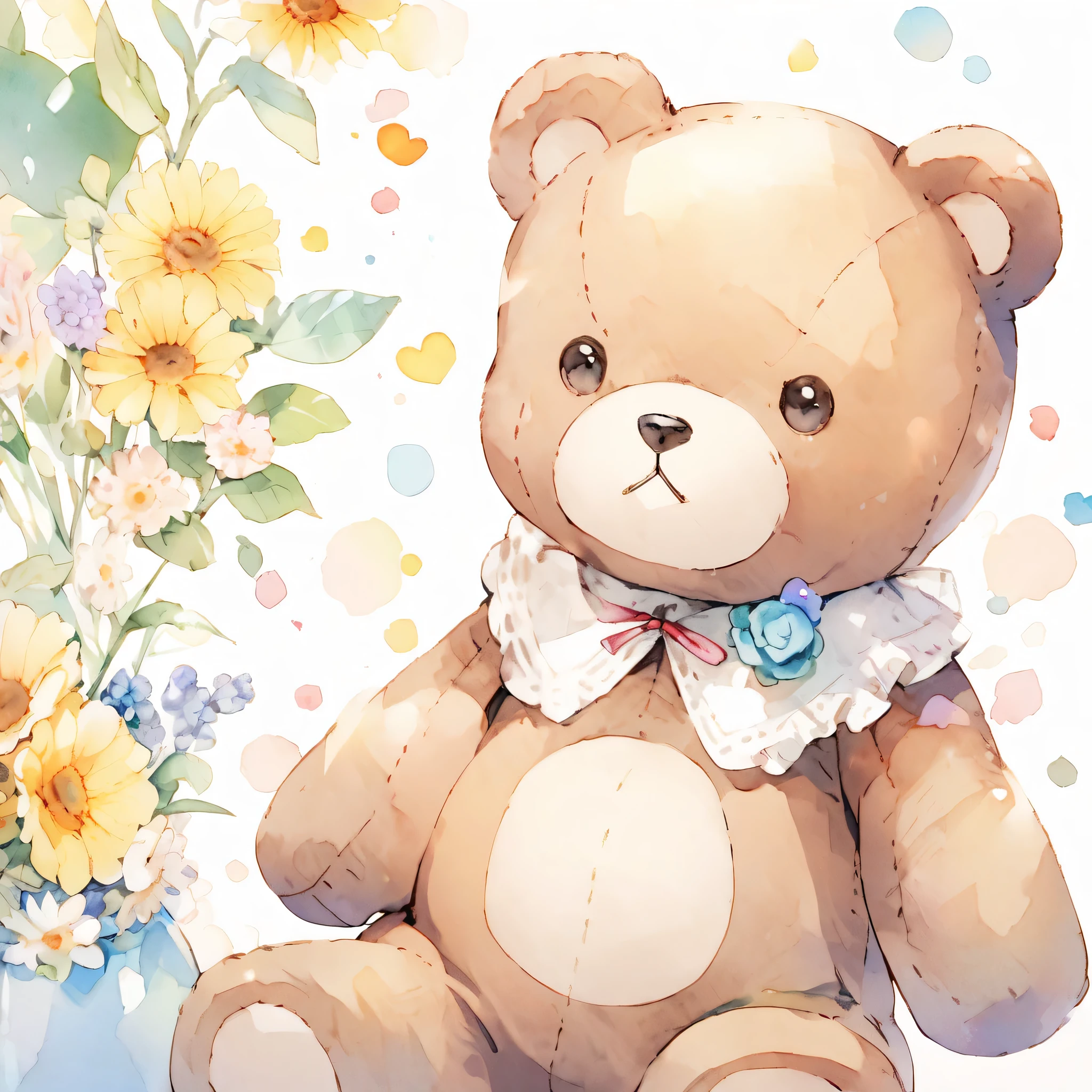 Watercolor、Teddy bear