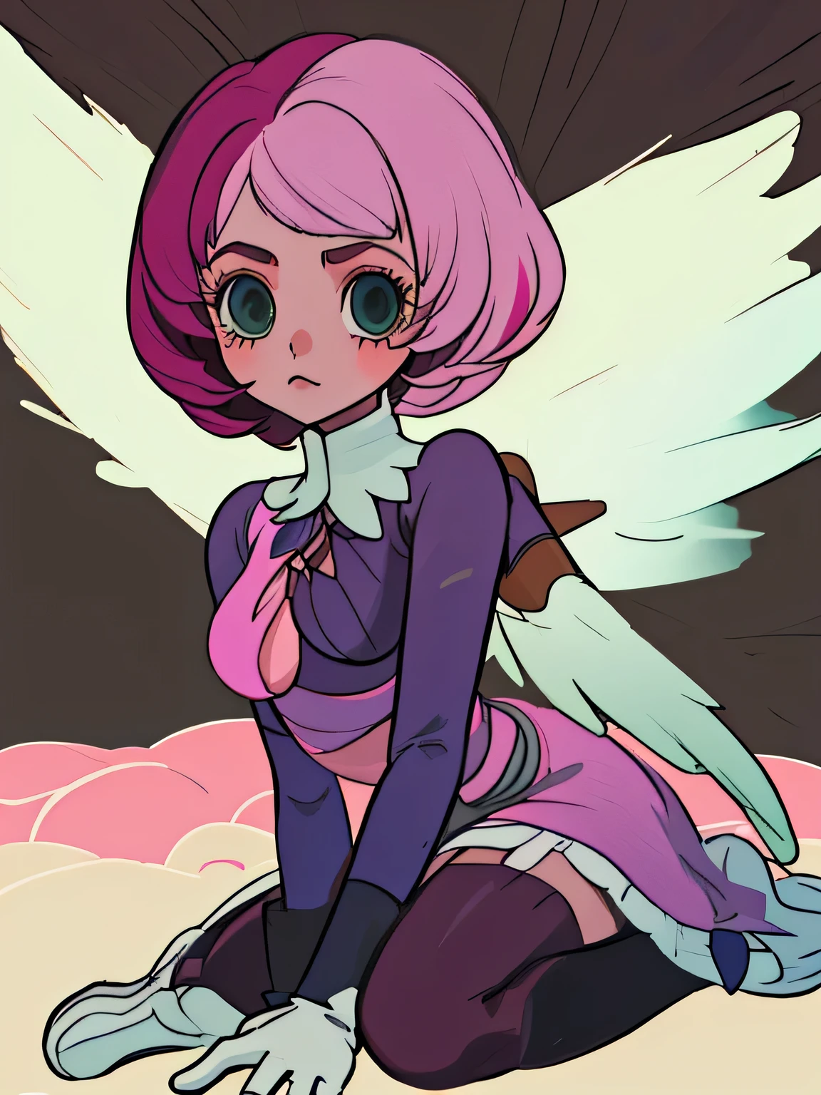 Alisa bosconovitch, melhor qualidade, contemporary, estilo plano, minimalismo, Ilustra??o plana de olhos verdes, cabelo rosa, cabelo curto, cabelos multicoloridos, Camisa Preta, mechanical wings, Close-U head portrait, peito pontudo, decote, super decote, medium breasts, tekken，cabelo rosa pastel, 1 garota, em quimono, hand painted，Desenho de linha sem cor, colorida do yandere pastel, tekken, Super cute girl with pink hair with gothic makeup on the side, com roupa de empregada，Figura esbelta，robusto，He sat on the floor，Vestido com roupas de empregada rosa e branco，cabelos muito curtos，com orelhas de gato，quadratic element，, kawaii cor-de-rosa na roupa da era de 1910, Alisa Bosconovich&#39;s pink lips, no estilo da paleta de cores suave aurorapunk, an anime illustration of your face, gifs animados, hand drawn animation, charming sketches, suave e brilhante, romantismo nebuloso, estouros de estilo, fundo branco - ar 1:1 - niji 5 - estilo expressivo --s 50 , pink kawaii in the 1920s clothing eraPink eagles, vestindo uma camisa branca brilhante, no estilo da paleta de cores suave aurorapunk, an anime illustration of your face, gifs animados, hand drawn animation, charming sketches, suave e brilhante, romantismo nebuloso, estouros de estilo, fundo branco - ar 1:1 - niji 5 - estilo expressivo --s 50, Absurdo, Alto, ultra detalhados, (1 garota:1.3), quebrar , Crie uma imagem com uma bela caligrafia
