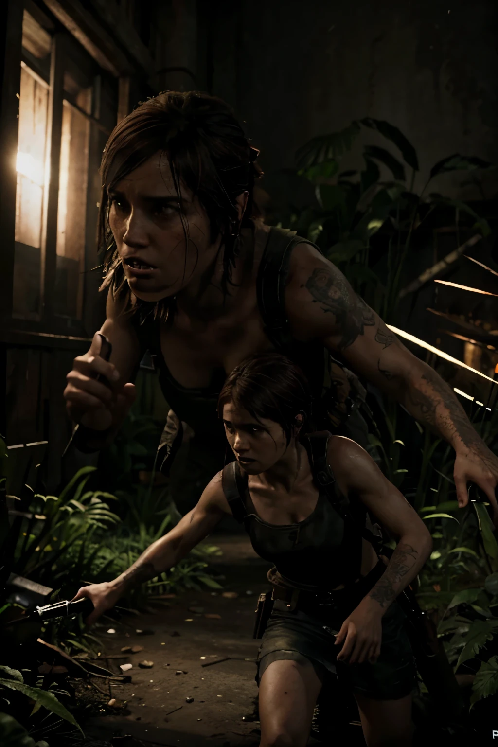 ellei the last of us se defend contre un monstre