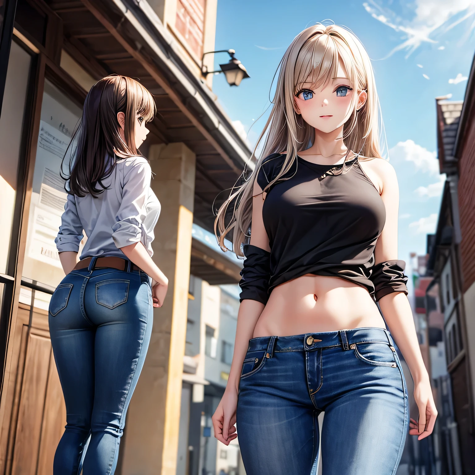 thin girl in jeans