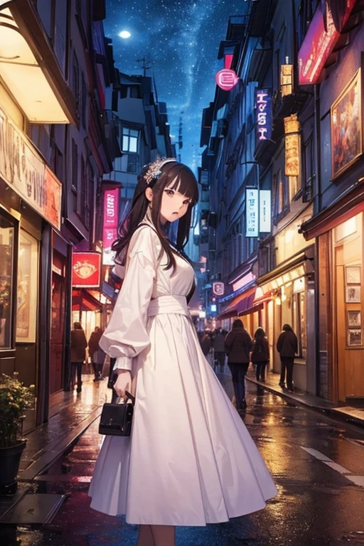 (masterpiece, highest quality, highest quality, Official Art, beautifully、aesthetic:1.2), One girl, Colorful Noise, Visual clutter,Modern aesthetics、Viennese style、Nocturne Whispers
