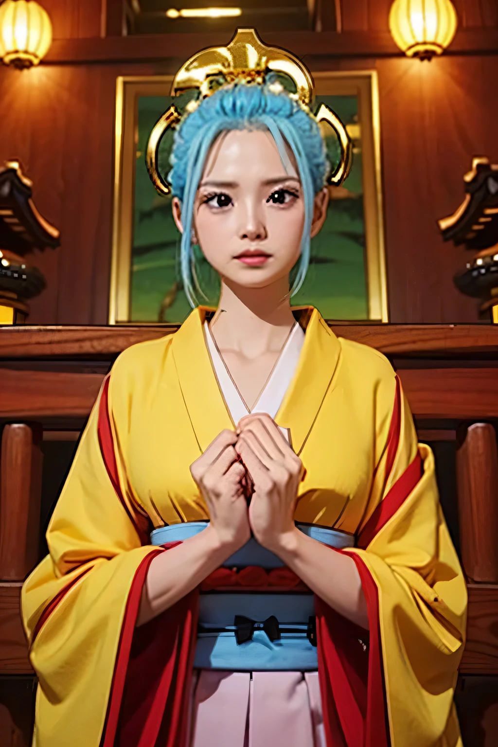 Shrine maiden、gold、Shine、aura、Wife