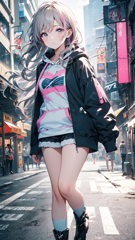 ultra quality,detailed, masterpiece, 16k, high resolution, beautiful, amazing, charming, elegant, stylish
BREAK
1 girl, 24 years old, Height is 1cm, ((Bust size is 88cm))
BREAK
(Long Hairstyle: 1.3), Beautiful and delicate flowing hair,(Delicate ,detailed ,(purple|Green|Blue|Pink|Red|yellow|Gray) eyes: 1.2), sparkling eyes, (glowing eyes), (magic eyes)
BREAK
(colorful loose hoodie:1.2), Futuristic outfit, cyber costume
BREAK
cyber punk, Vibrant, Futuristic, Neon lights, High-rise buildings, Holographic advertisements