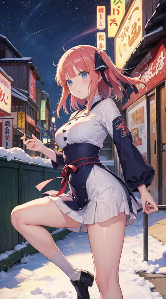 Nino Nakano,vestido de senran Kagura,ciudad nieve