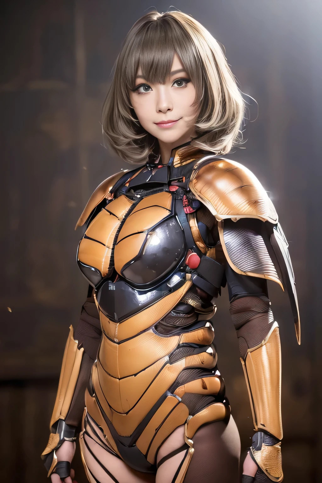 (high resolution,masterpiece,best quality,extremely detailed CG, anime, official art:1.4), realistic, photo, amazing fine details, all intricate, gloss and shiny,awesome many layers, 8k wall paper, 3d, sketch, kawaii, illustration,( solo:1.4), perfect female proportion,villainess, (fusion of dark brown cockroach and lady:1.4), (brown cockroach form lady:1.2), (brown cockroach lady:1.2), (fusion:1.2), (solo:1.4), (evil smile:1.2), muscular, abs, (cockroach brown exoskeleton bio insect suit:1.4), (cockroach brown exoskeleton bio insect armor:1.2), (brown transparency cockroach wing:1.4), (brown cockroach antennae:1.3),
