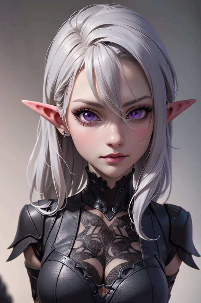 beautiful detailed eyes, beautiful detailed lips, extremely detailed eyes and face, long eyelashes, 1 girl, drow elf, midnight black skin, solid violet eyes, silver hair, confident, vicious, wearing only scant body jewelry in the style of a spider web, snake whip, unclad, fearless, best quality, 4k, 8k, highres, masterpiece:1.2, ultra-detailed, realistic, photorealistic, photo-realistic:1.37, HDR, UHD, studio lighting, ultra-fine painting, sharp focus, physically-based rendering, extreme detail description, professional, vivid colors, bokeh, portrait