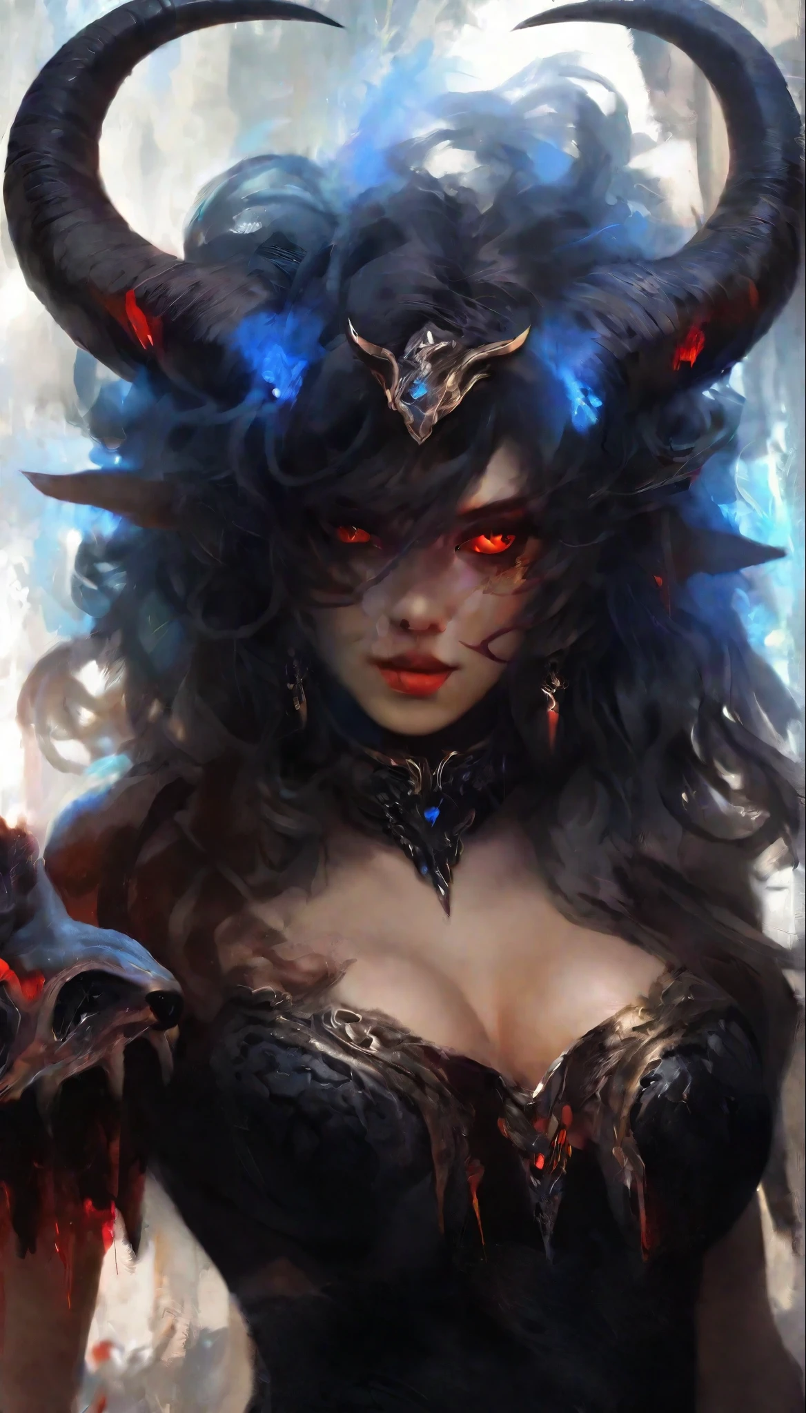 (masterpiece), (best quality: 1.4), (imperfect anatomy: 1.4), high quality, expressive eyes, full body, three-headed beast, detailed cebesas, horrible faces, terrifying faces, detailed ((goat head'head of minotaur'zombie head)), (dense, black hair all over the body), {{thick skin}}, chimera, asmodeus demon chimera, goat legs'strong, hairy long arms'red eyes'dripping saliba'eyes of wrath'teeth'long and robust horns'despair'dark atmosphere with smoke, muscular shoulders'nightmare, (standing on two legs), dynamic lighting, high resolution, 4k resolution, dynamic pose, silver jewelry, {hell background} , choker, animal ears, bull ears, ((beast ears)), {{snake head tail}}, snake tail, (tail), ((realistic dark fur)), blood and weapons' king of hell, horns, goat horns, minotaur horns, demon king crown, ((monster chimera)), heterochromia, red eyes, ice blue eyes, feathered wings, claws, animal hands,