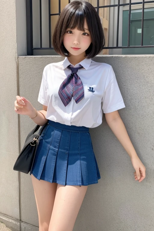 Cute Girls、high school girl、Bob Hair、mini skirt