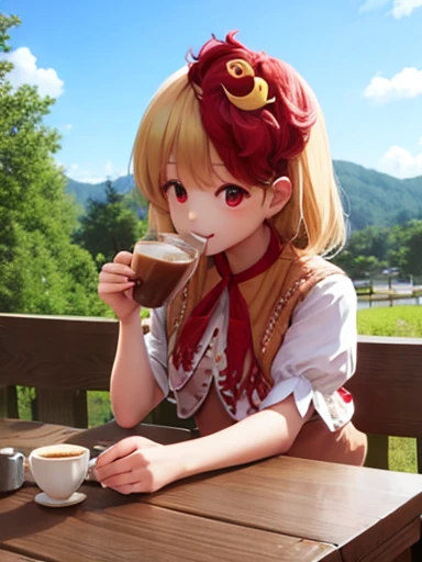 highest quality、touhou project、Cafe、drink tea